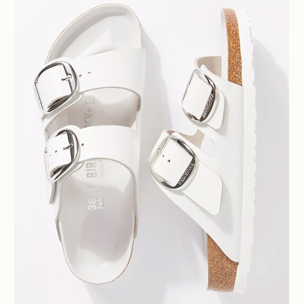 BIRKENSTOCK Arizona Big Buckle white Leather size 41 US 10-10.5 gently used - Picture 4 of 15
